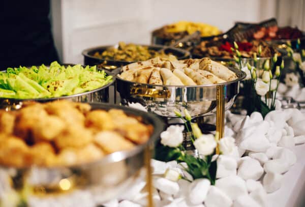 buffet assortment of food