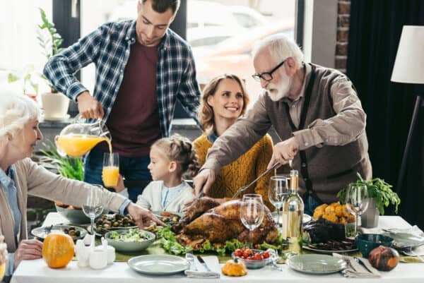 Family Enjoying Thanksgiving meal