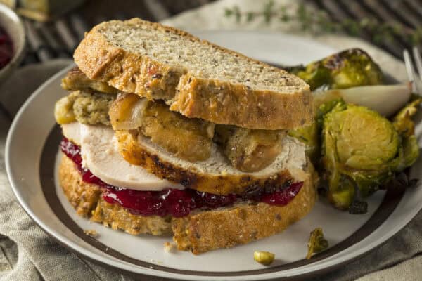Thanksgiving food leftover sandwich